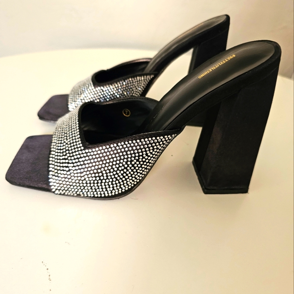 PLT Embellished Square Toe Heels